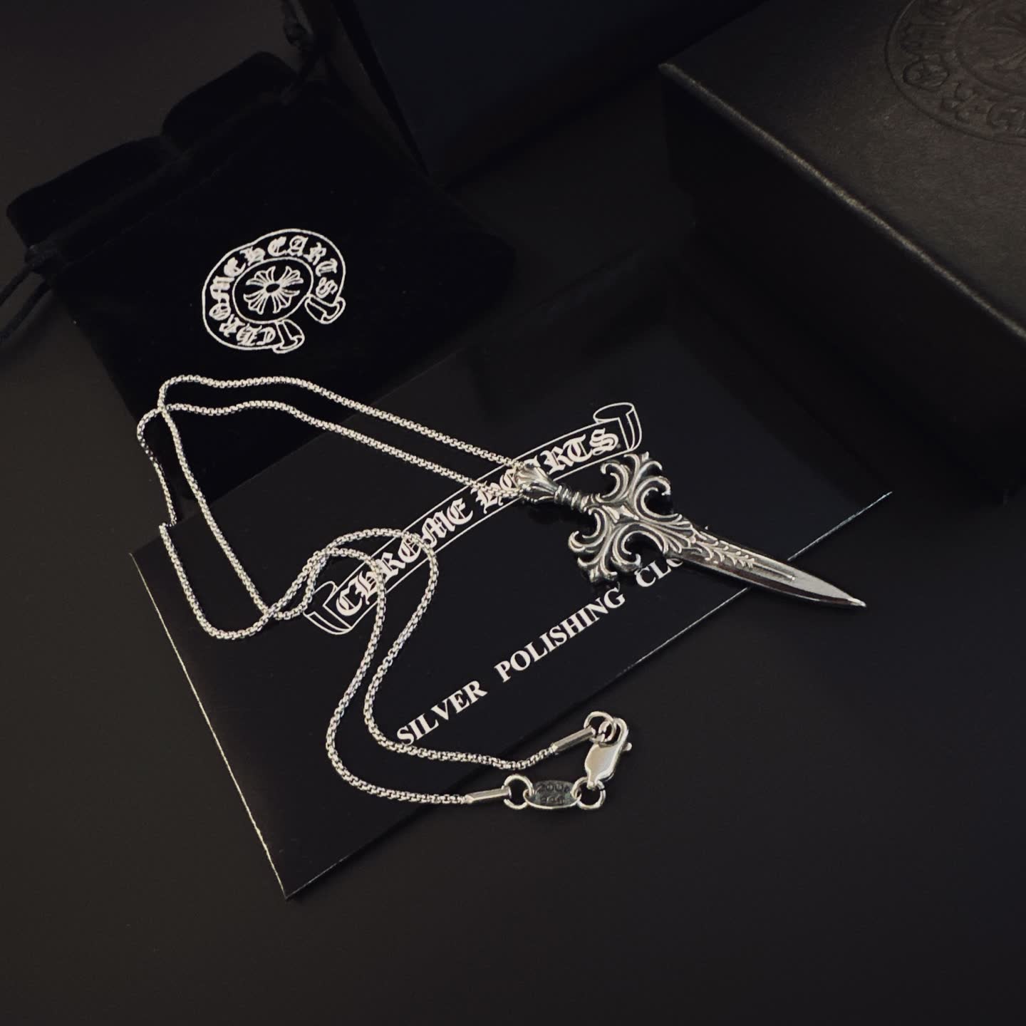 Chrome Hearts Silver Sword Pendant Necklace